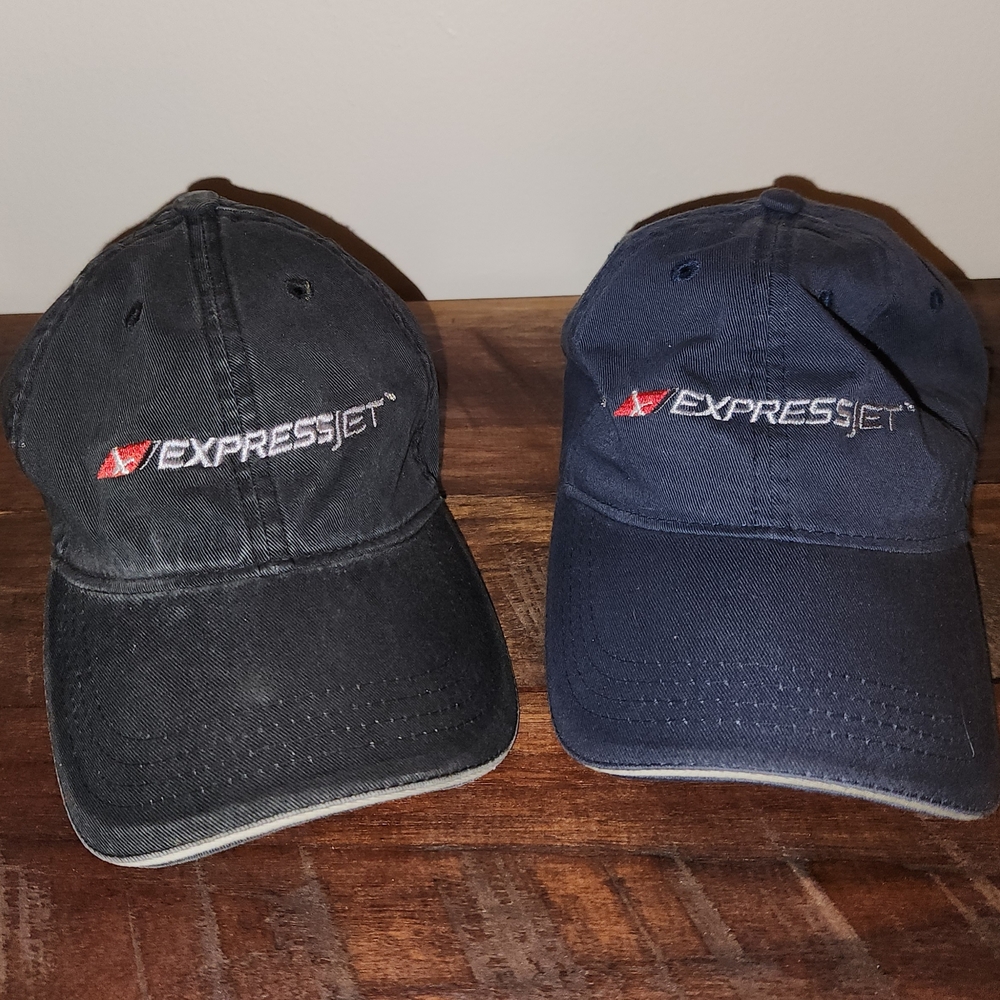 ExpressJet Airlines Black and Navy Baseball Caps